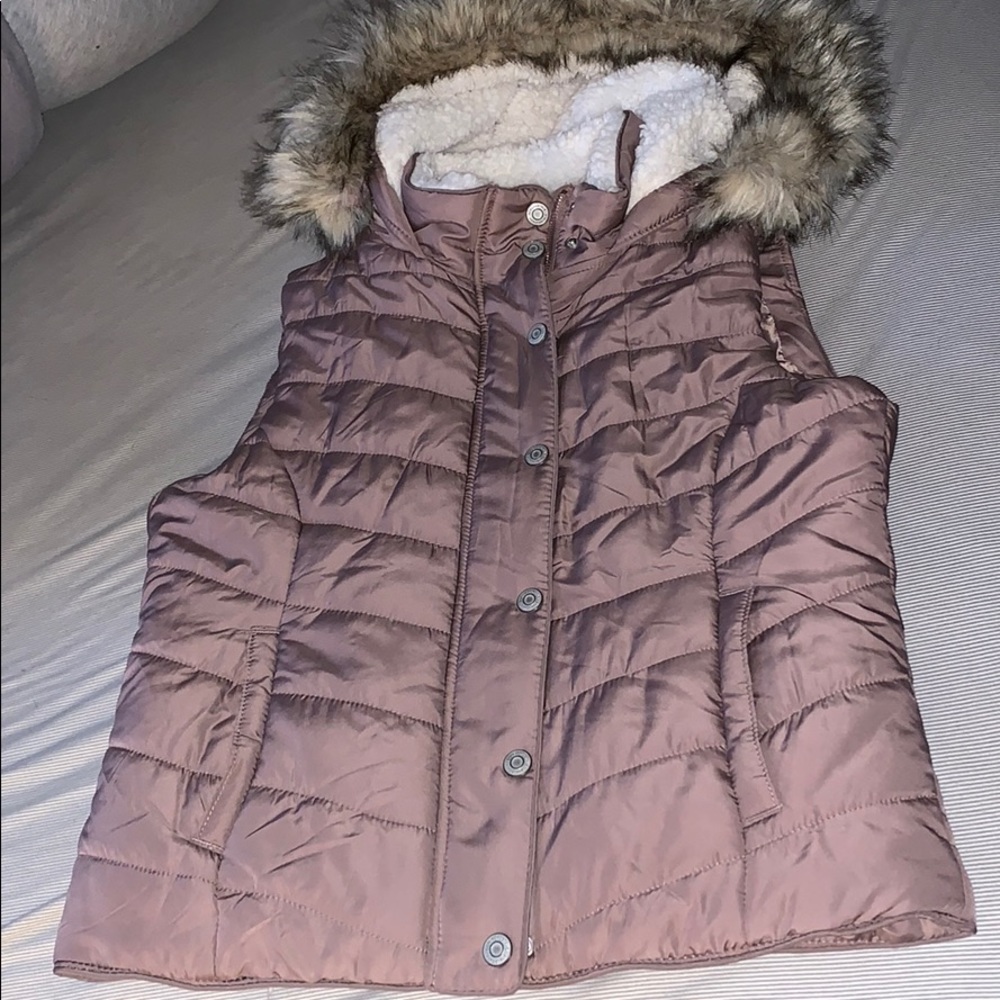 Vest with fur hood